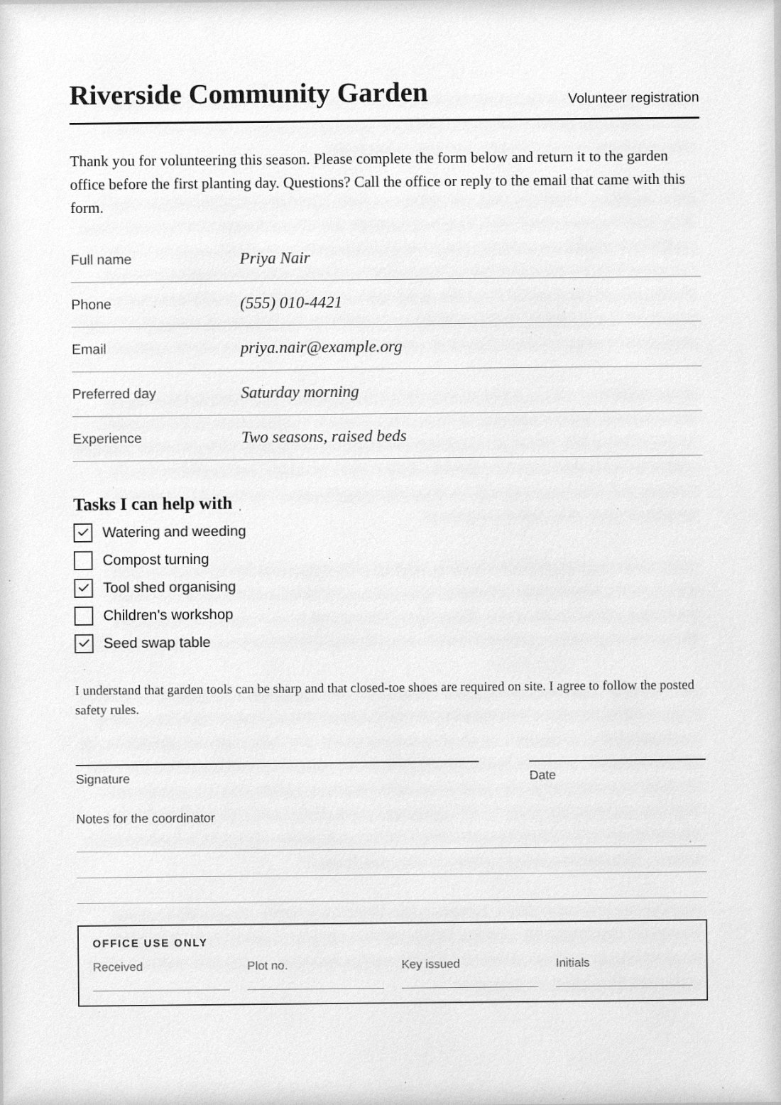 The same form with the flatbed scan look